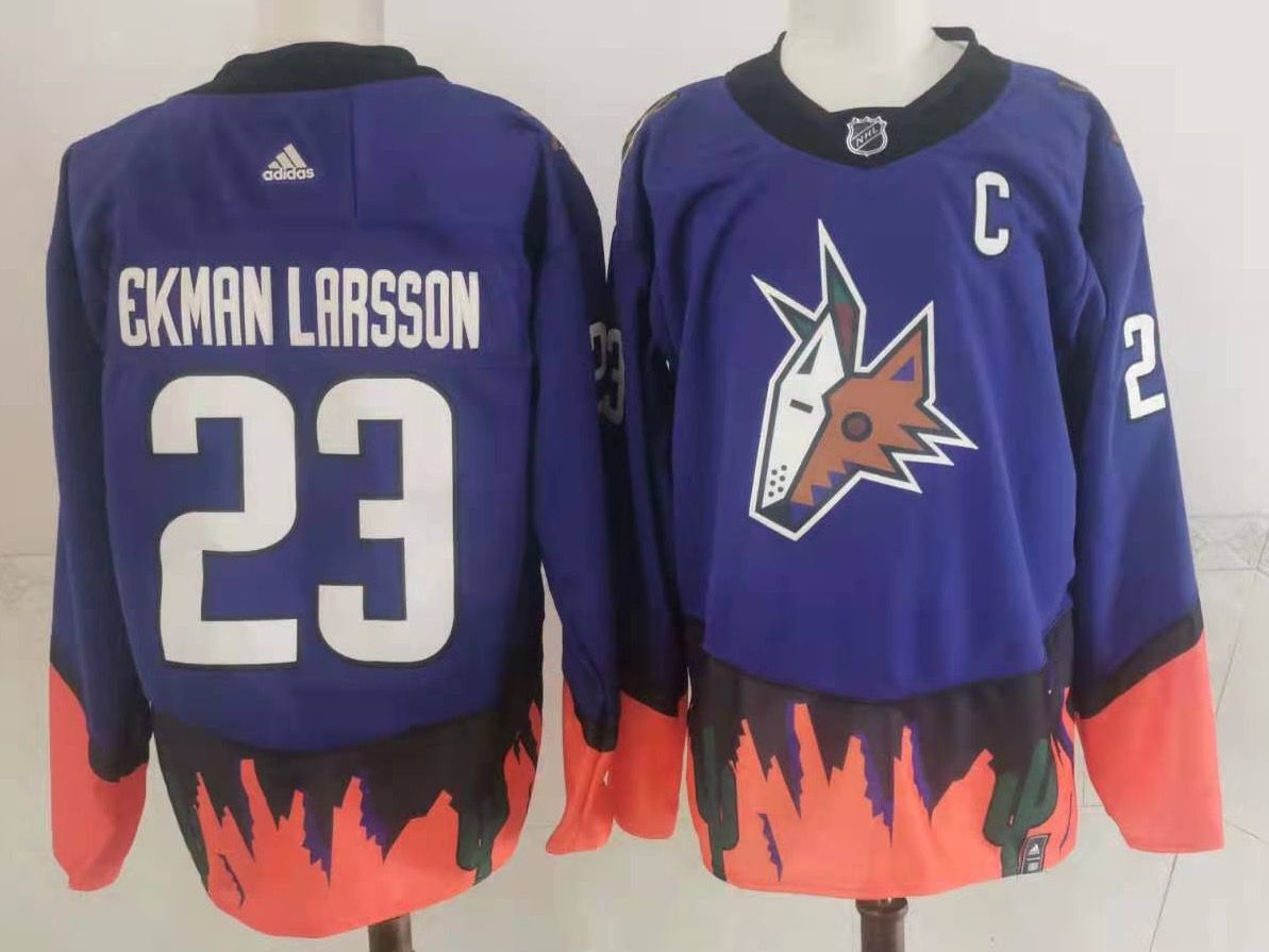 Men Arizona Coyotes #23 Ekman larsson Purple Authentic Stitched 2022 Adidas NHL Jersey